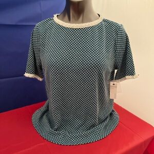 Elle Green & Silver Textured Blouse NEW‎